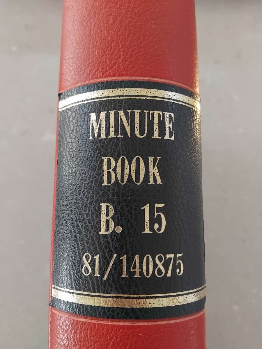 Vintage Corporate Minute Book, Quarter Bind in Red Leather, and unused