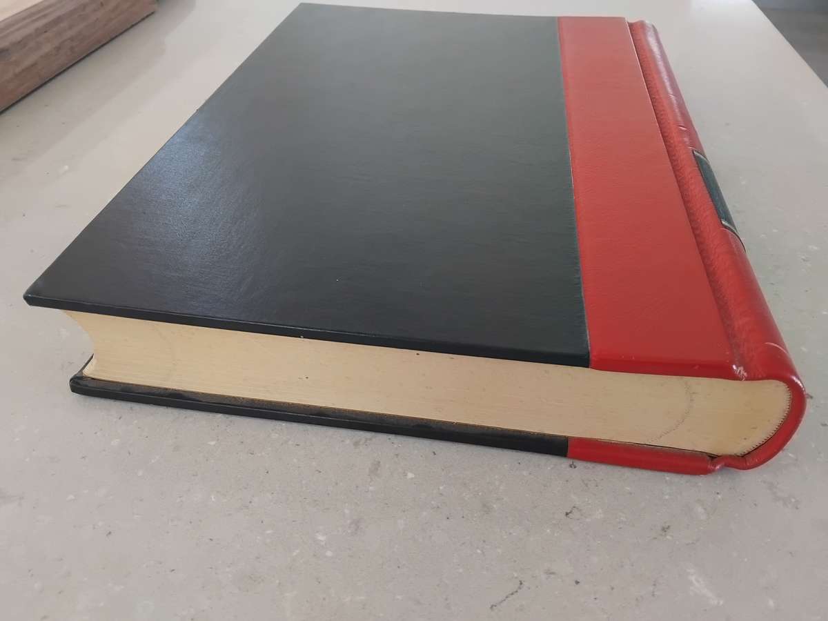 Vintage Corporate Minute Book, Quarter Bind in Red Leather, and unused
