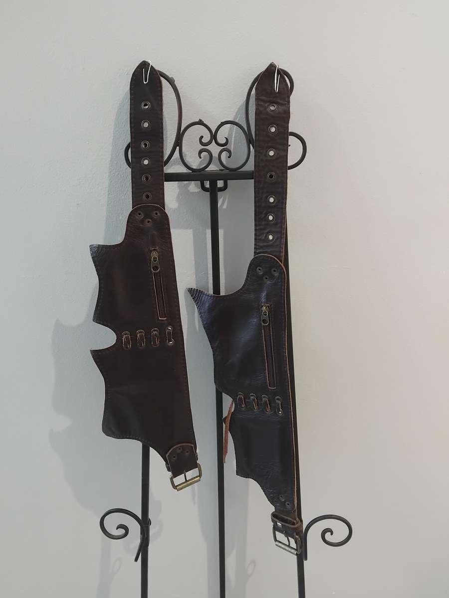 Leather 2 Piece Adjustable Multi Pocketed Waist Belt