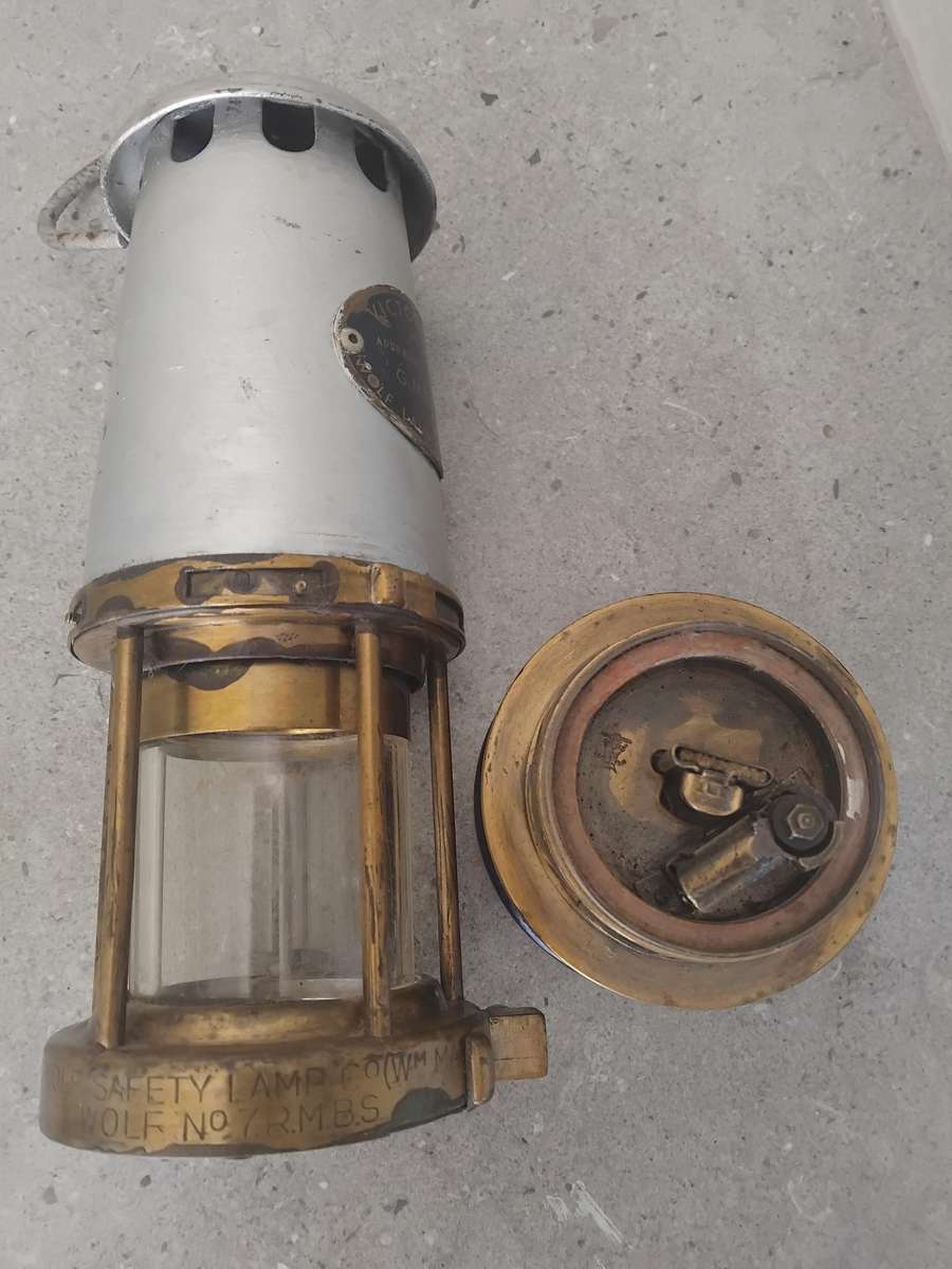 Painted Mine Safety Wolf Lamp Made By Victor Kent