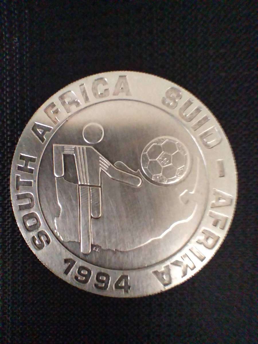 Sterling Silver (.925) Commemorative Coin, SA 2 Rand 1994, Soccer World Cup in America
