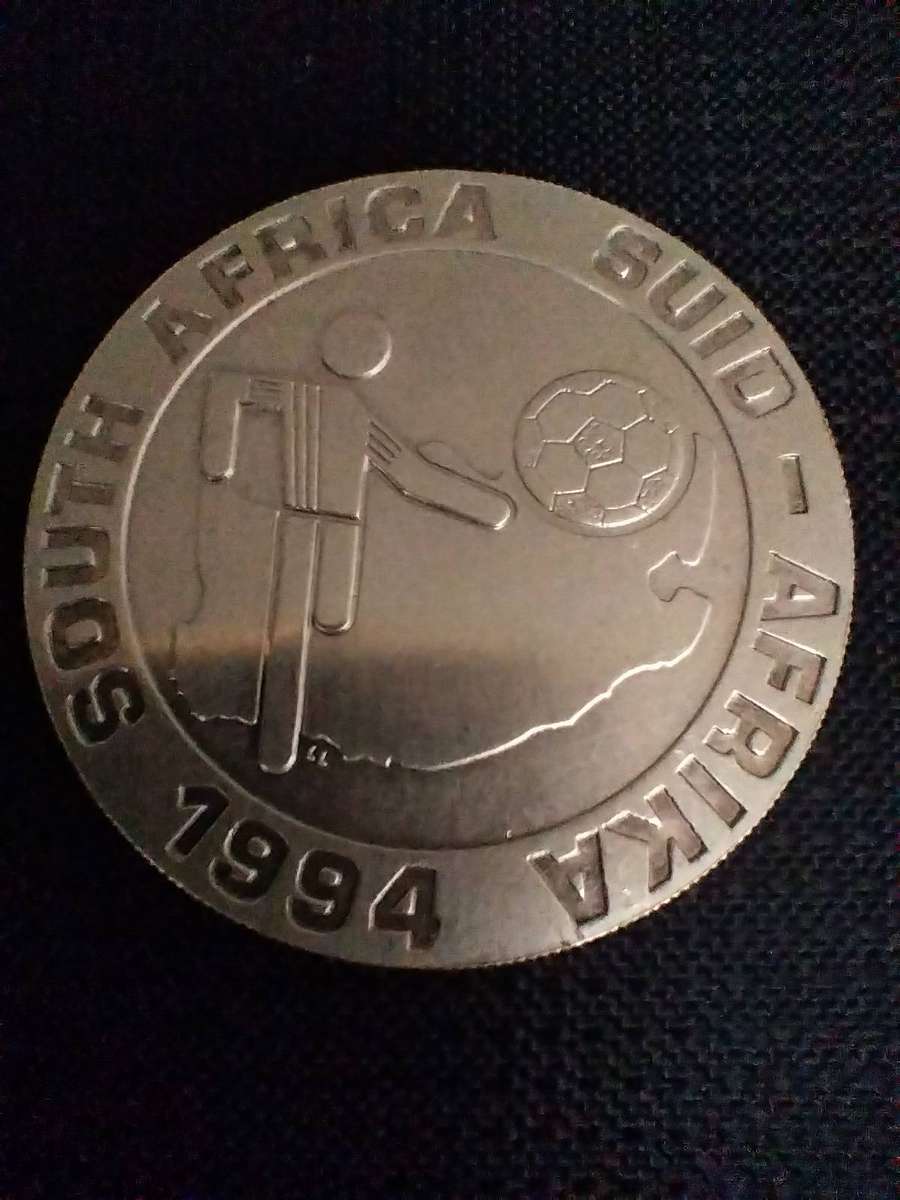 Sterling Silver (.925) Commemorative Coin, SA 2 Rand 1994, Soccer World Cup in America