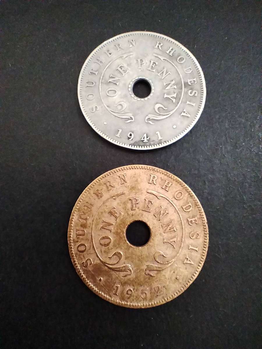 Southern Rhodesia 1941 and 1952 One Penny Coins. One bid for both