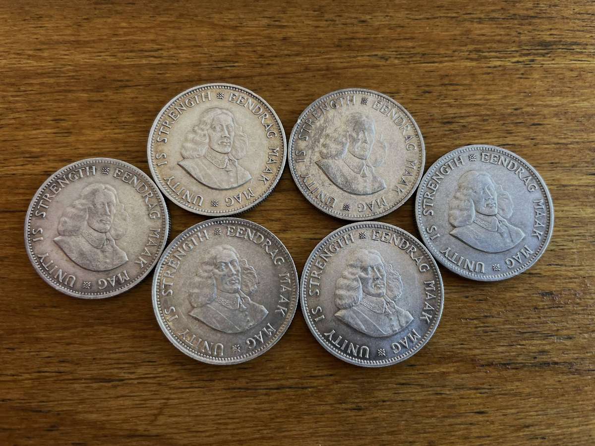 SA Union 50% Silver 20 Cents Lot (x6), 67.62g