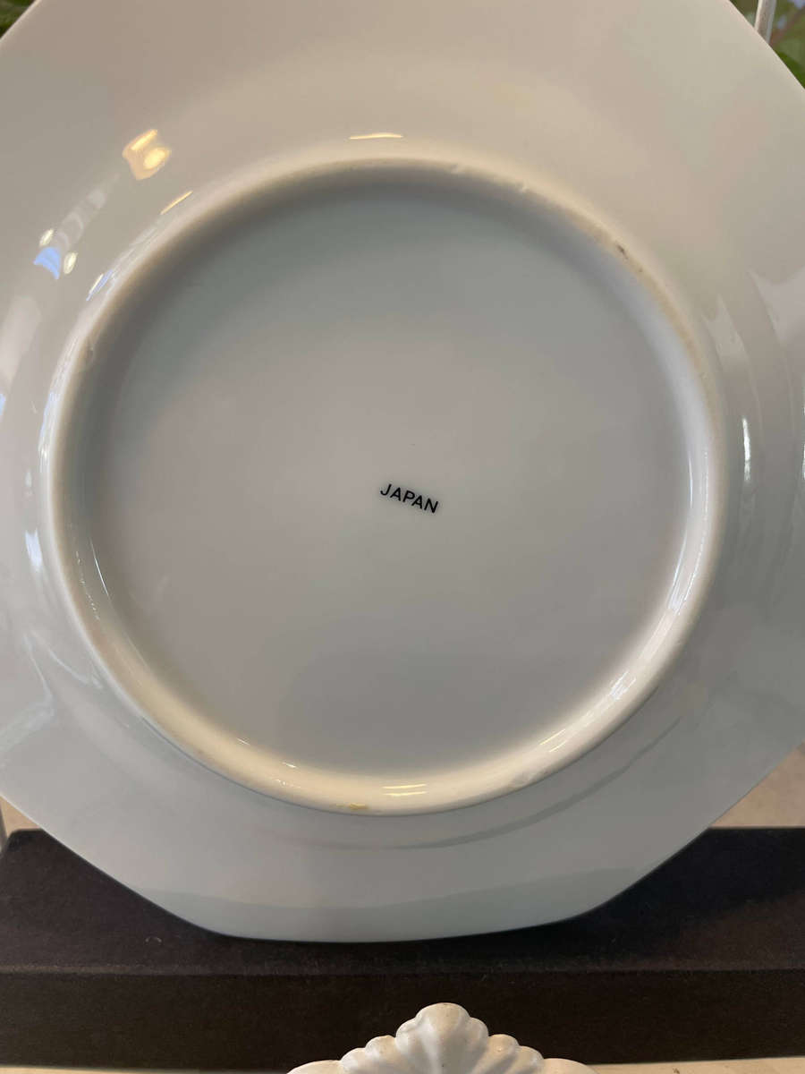 Japanese porcelain octagonal "Imari" plates with floral and bird designs. All 4 plates.