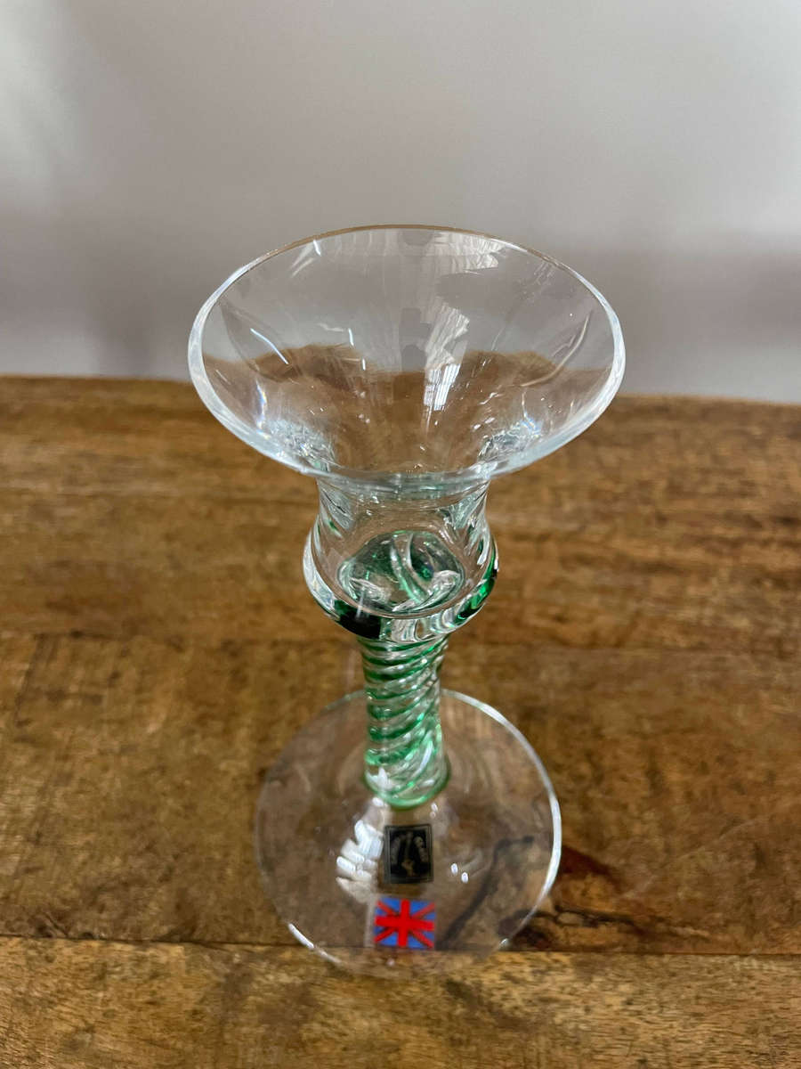 Langham Glass Hand-Made Crystal Olde English Emerald Green Candlestick Signed and marked!!