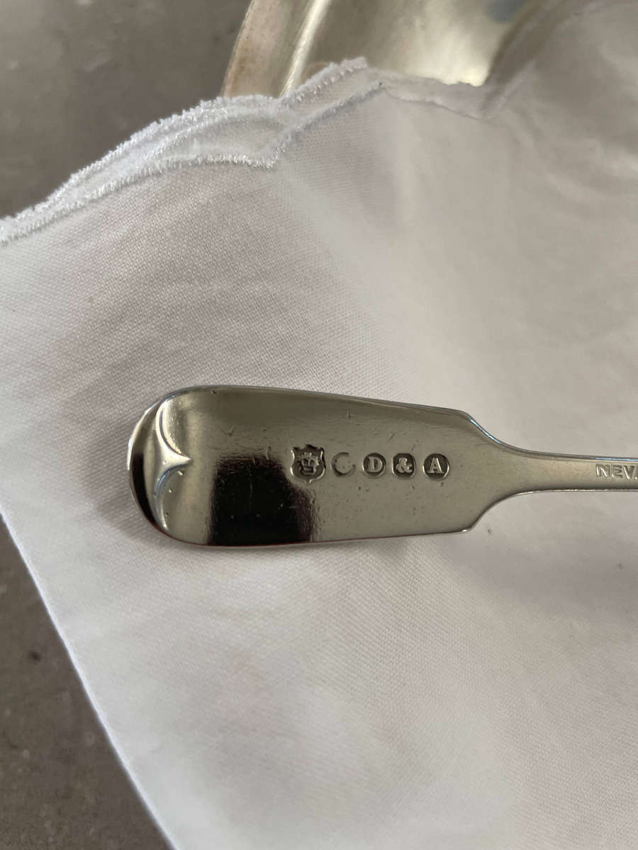 Antique Daniel & Arter "NEVAJA" Silver Error Spoon - Rare Factory Typo.