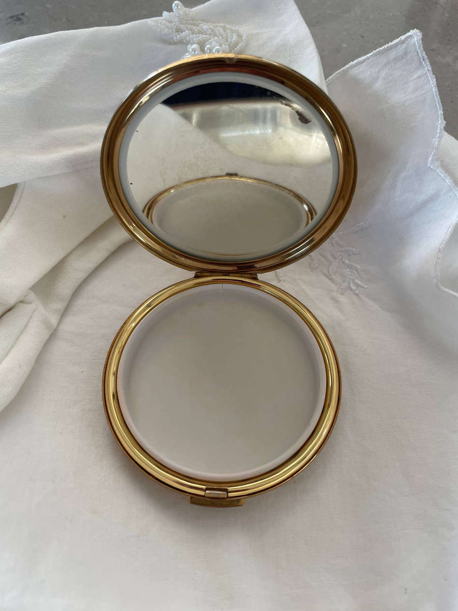 Vintage 1950s Stratton Convertible Powder Compact - Faux Tortoiseshell Lucite.