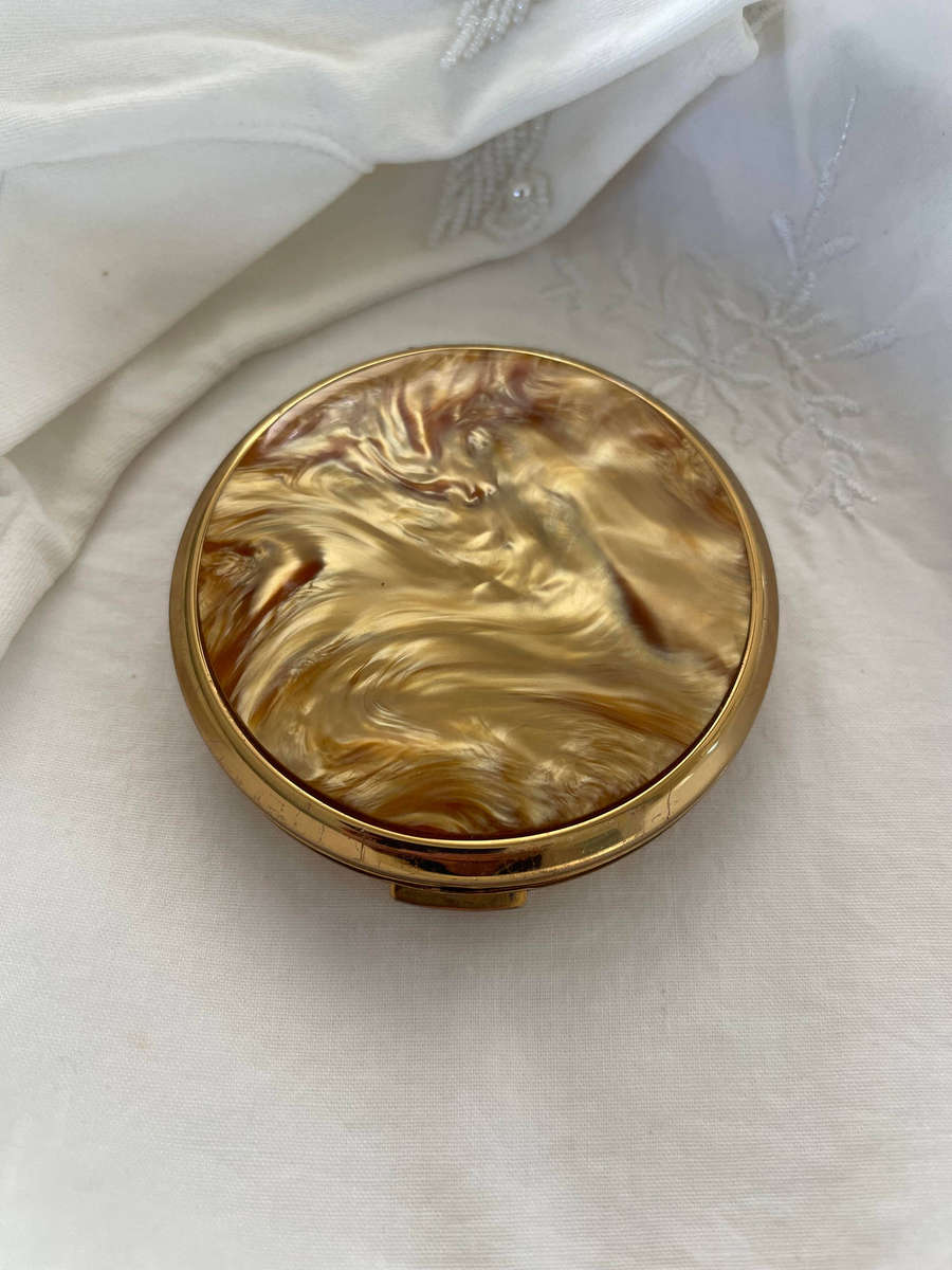 Vintage 1950s Stratton Convertible Powder Compact - Faux Tortoiseshell Lucite.
