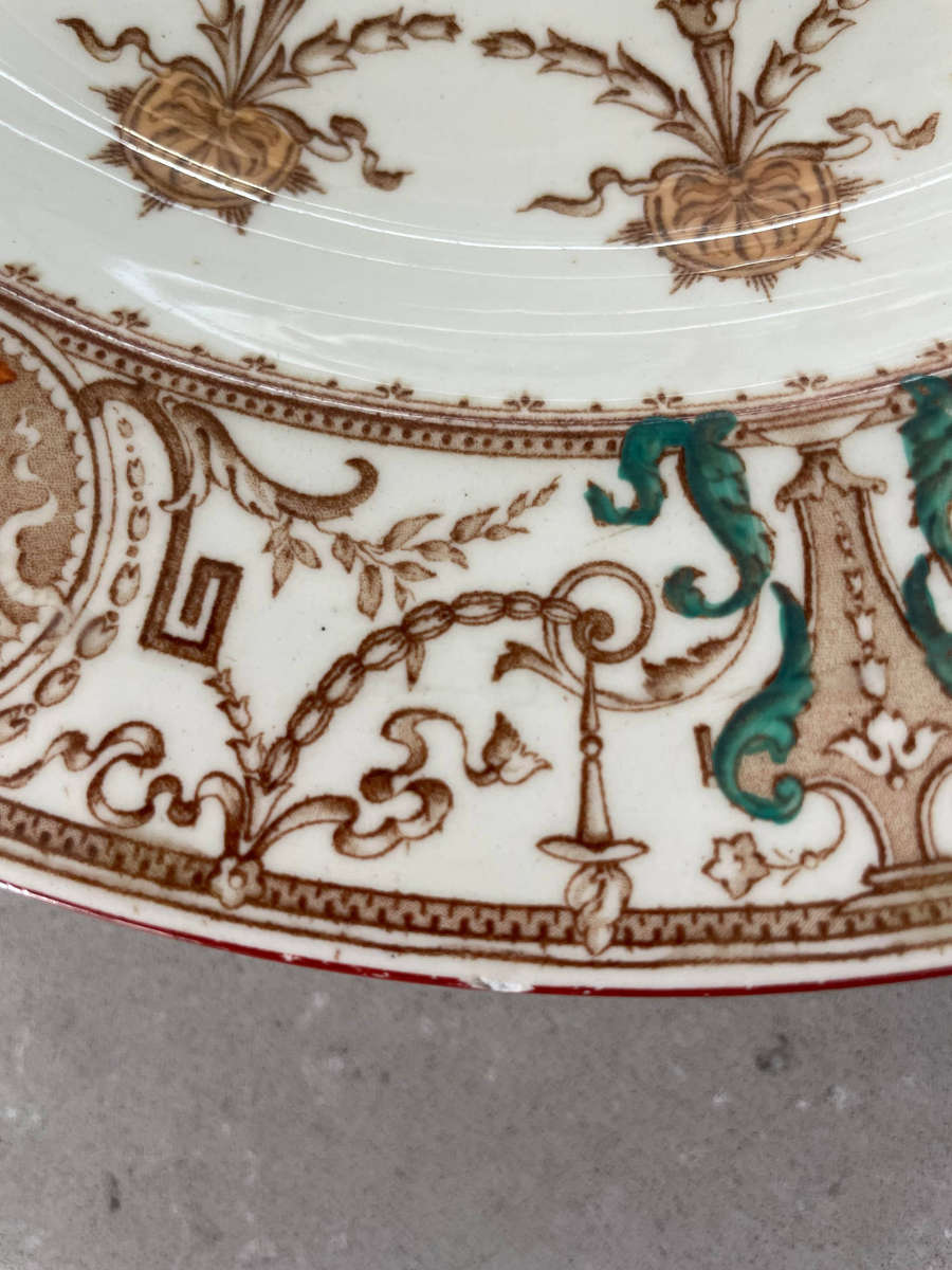 Rare, Antique 1886 TC Brown Westhead Moore and Co 4 Large Dessert/Salad Plates - "Design Pergolesi"