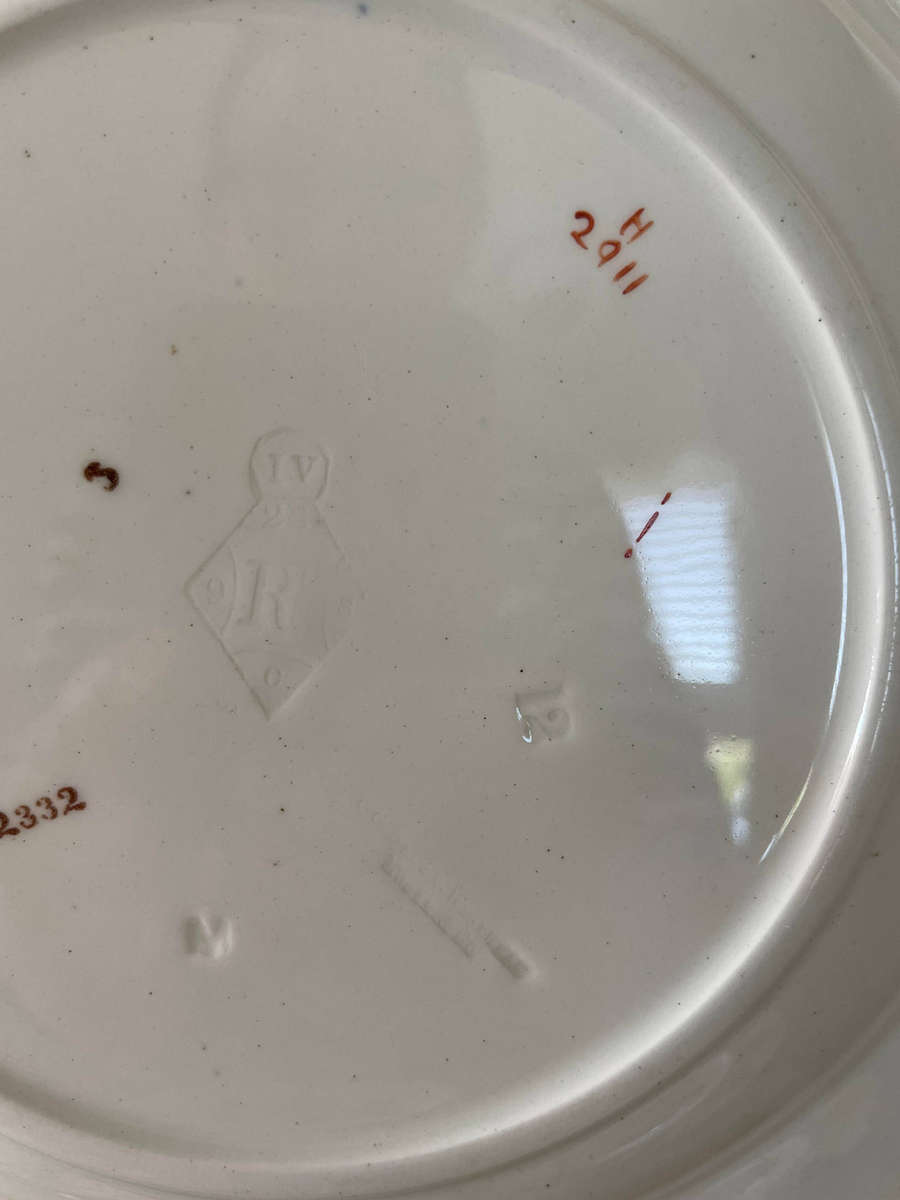 Rare, Antique 1886 TC Brown Westhead Moore and Co 4 Large Dessert/Salad Plates - "Design Pergolesi"