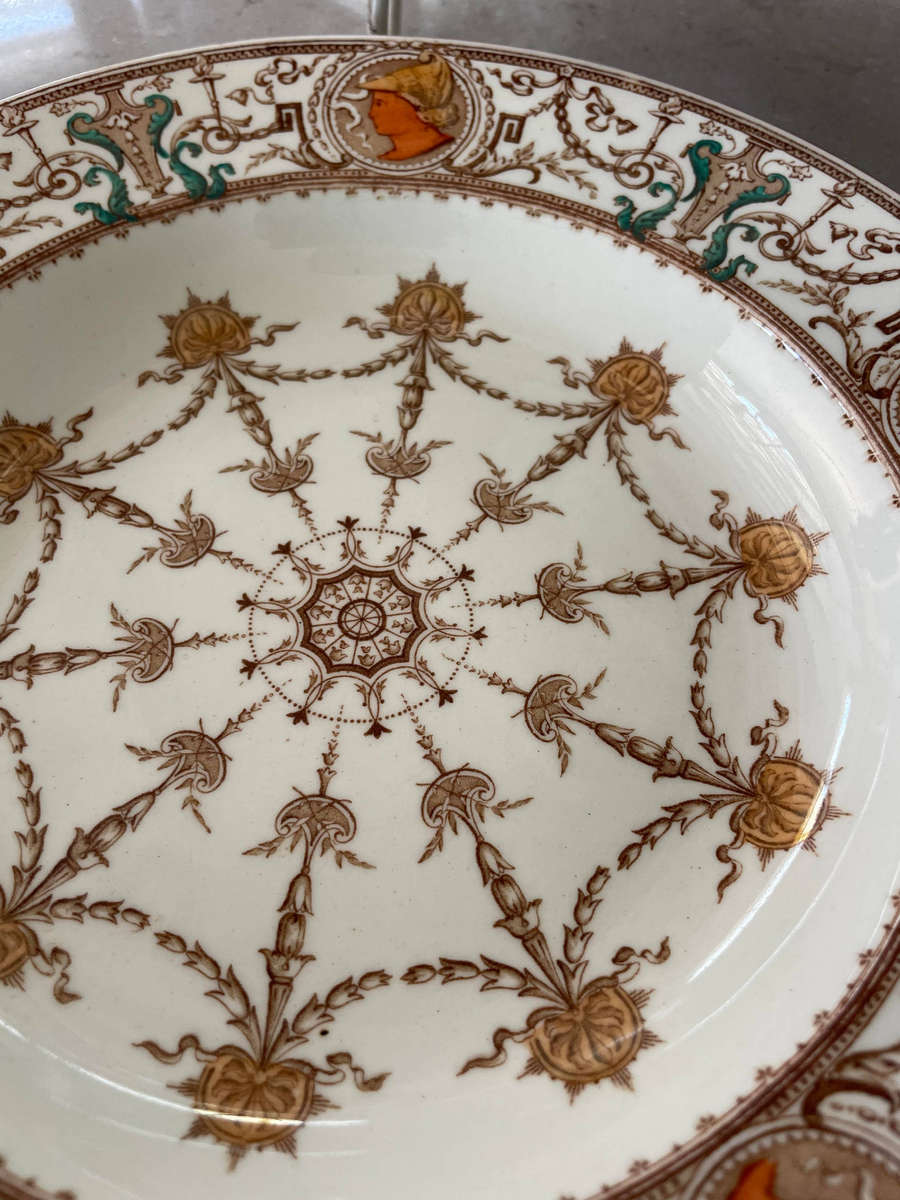 Rare, Antique 1886 TC Brown Westhead Moore and Co 4 Large Dessert/Salad Plates - "Design Pergolesi"
