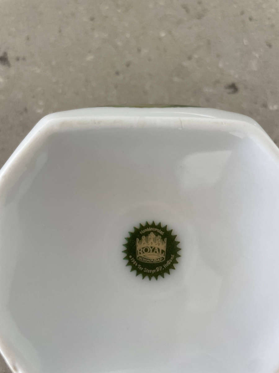 VINTAGE 1984 ROYAL SCHWABAP HANDCRAFTED TRAY, SUGAR BOWL & LID + CREAMER, TER STEEGE BV HOLLAND