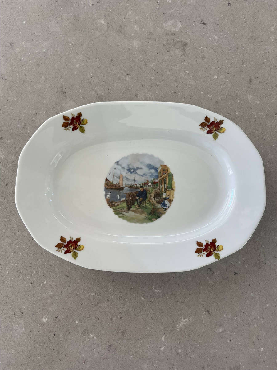 VINTAGE 1984 ROYAL SCHWABAP HANDCRAFTED TRAY, SUGAR BOWL & LID + CREAMER, TER STEEGE BV HOLLAND