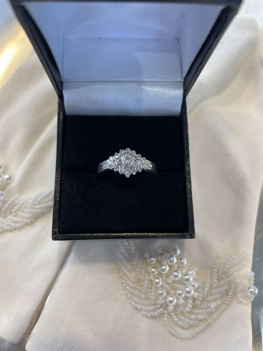 Sterling silver - 925 Waterfall engagement ring CZ stones.