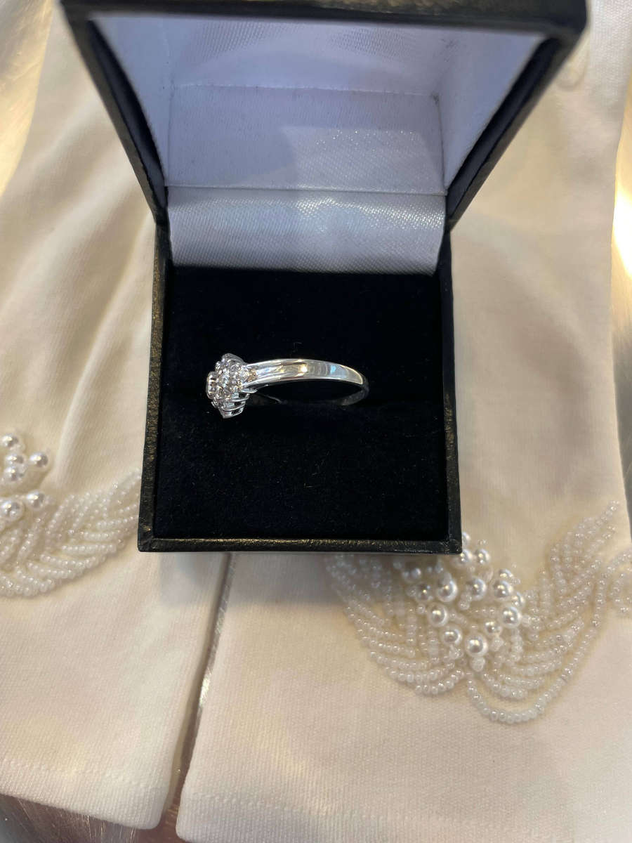 Sterling silver - 925 Waterfall engagement ring CZ stones.