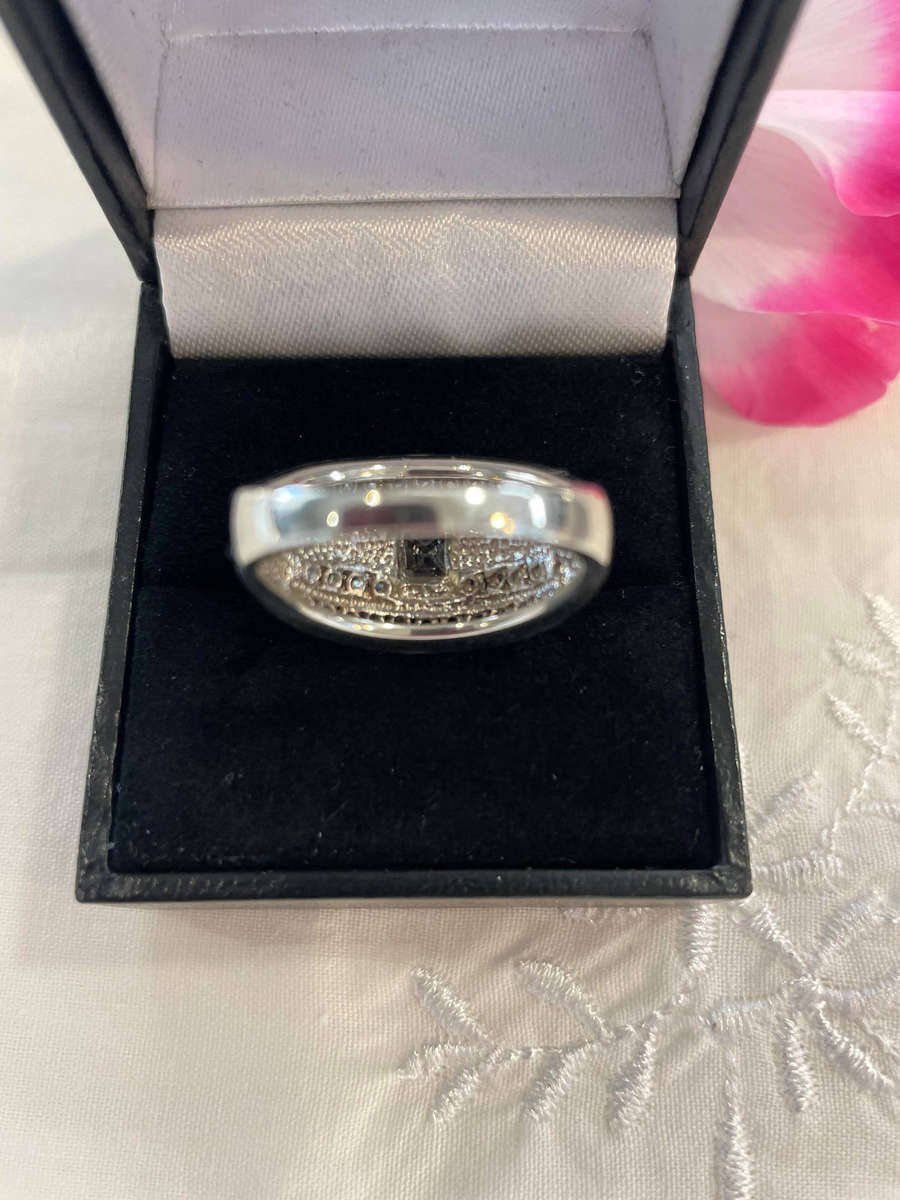 Sterling silver 925 Wedding Bridal Ring Set with Lab-Created Princess Cut CZ