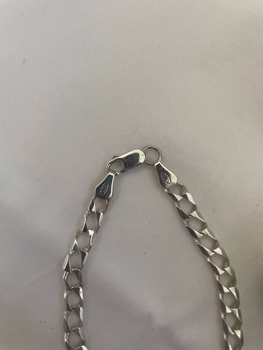 Mens's/Lady's 6mm curb link bracelet Sterling Silver 925 made in Italy.