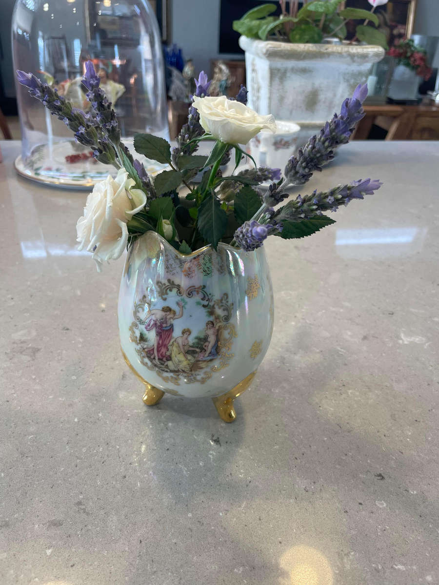iridescent porcelain egg-shaped vase