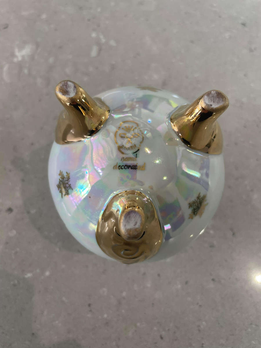 Vintage Bavaria iridescent porcelain footed vase