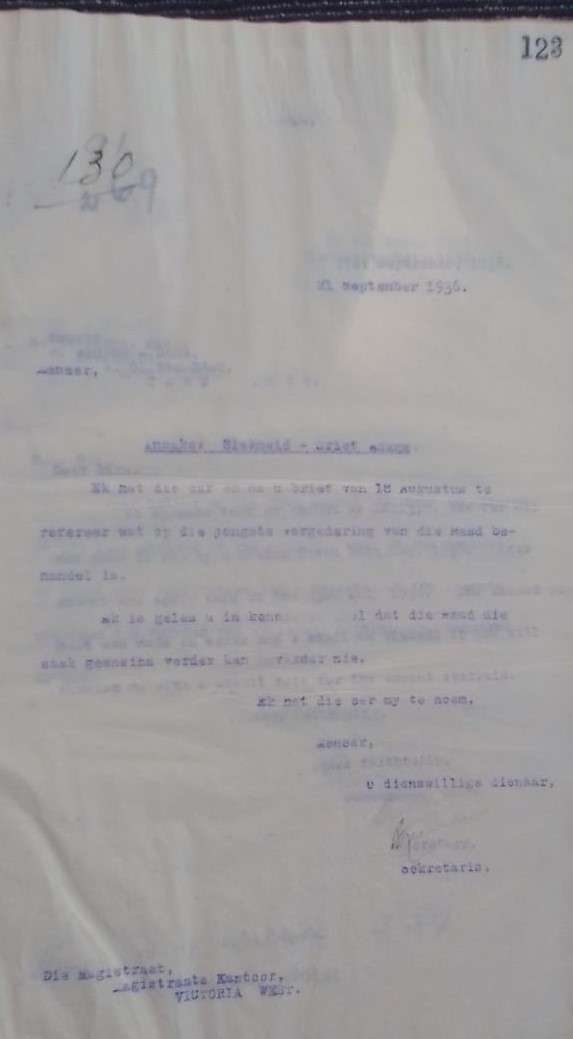 LETTER BOOK, 1936/37 - 500-page volume. Karoo history - PLEASE READ DESCRIPTION.