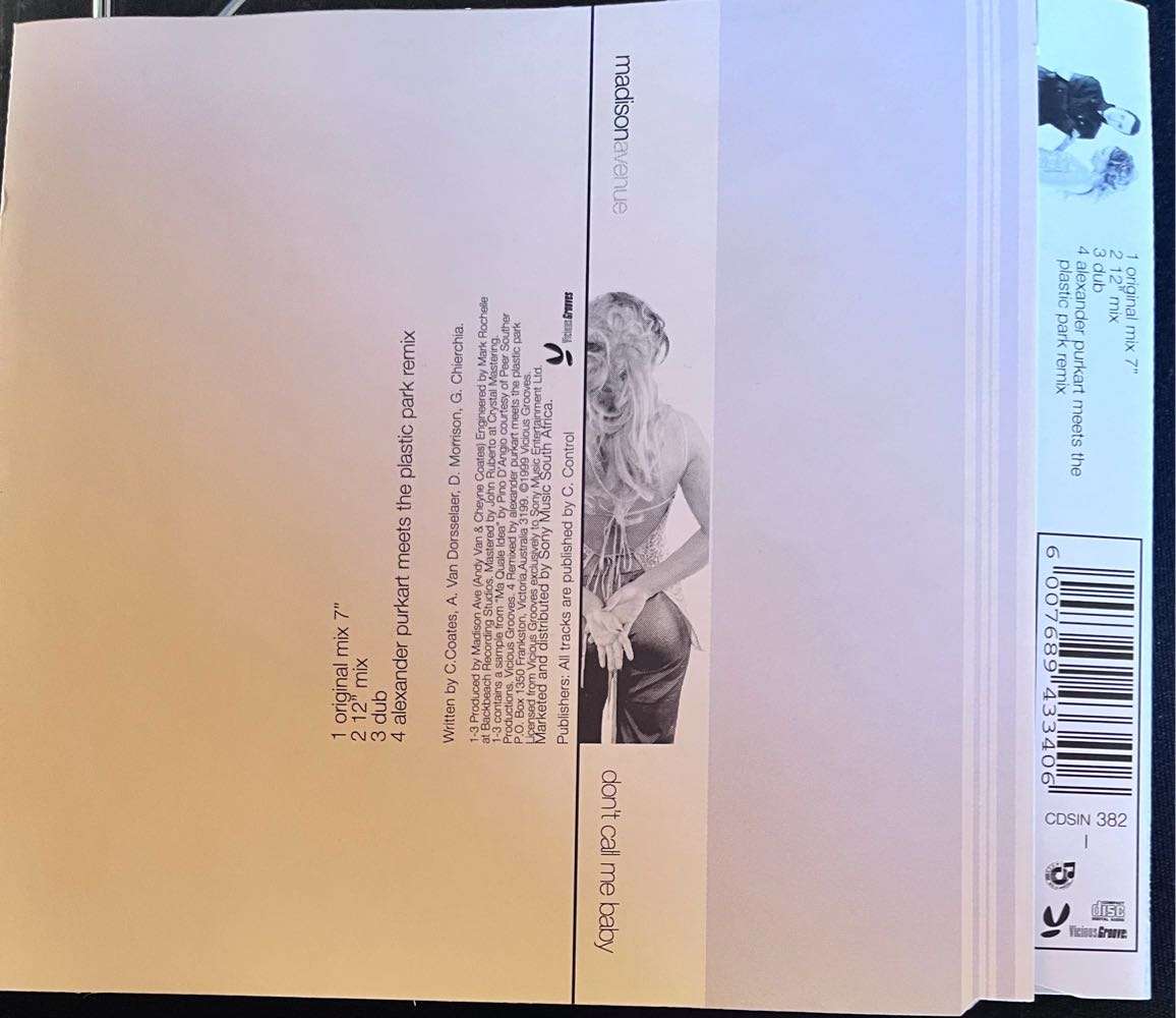 Madison Avenue - Dont call me baby (single) CDSIN382