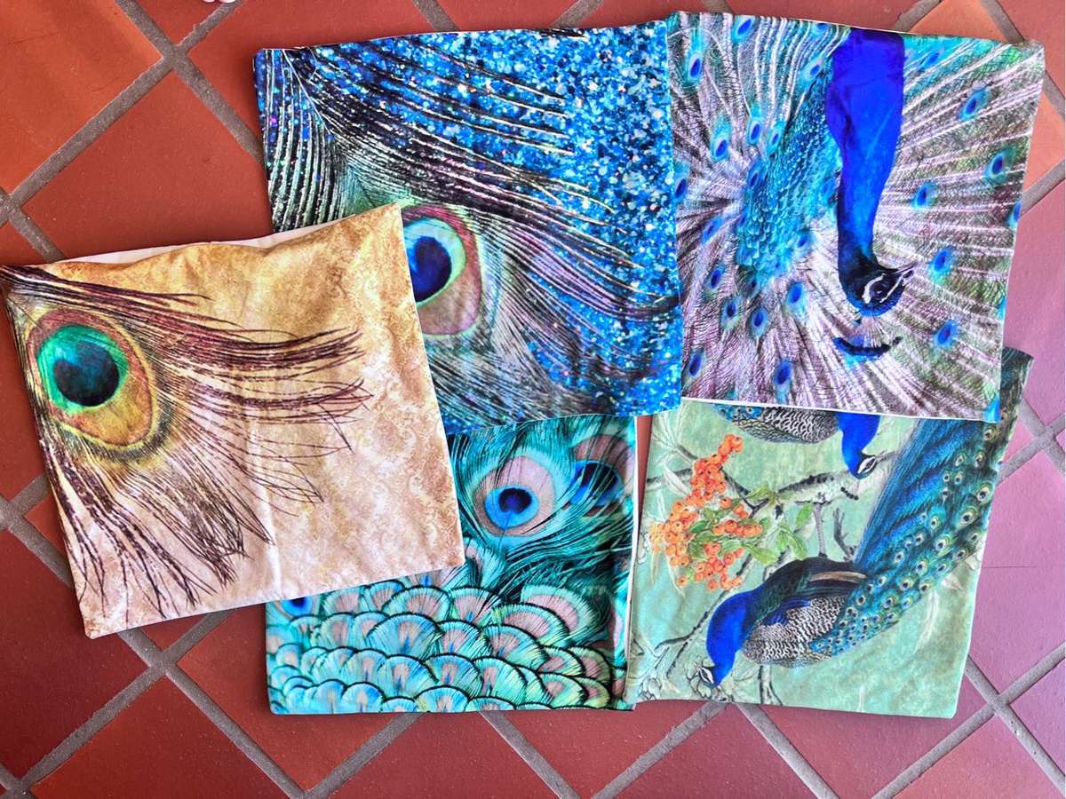 5 peacock cushion covers