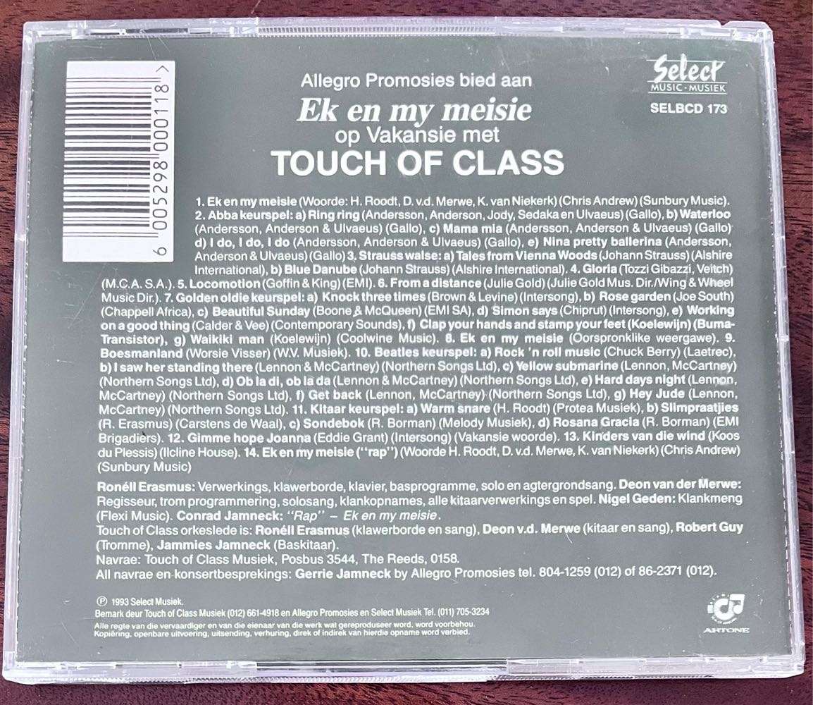 Ek en my meisie op vakansie met Touch of Class (1993) - SELBCD 173