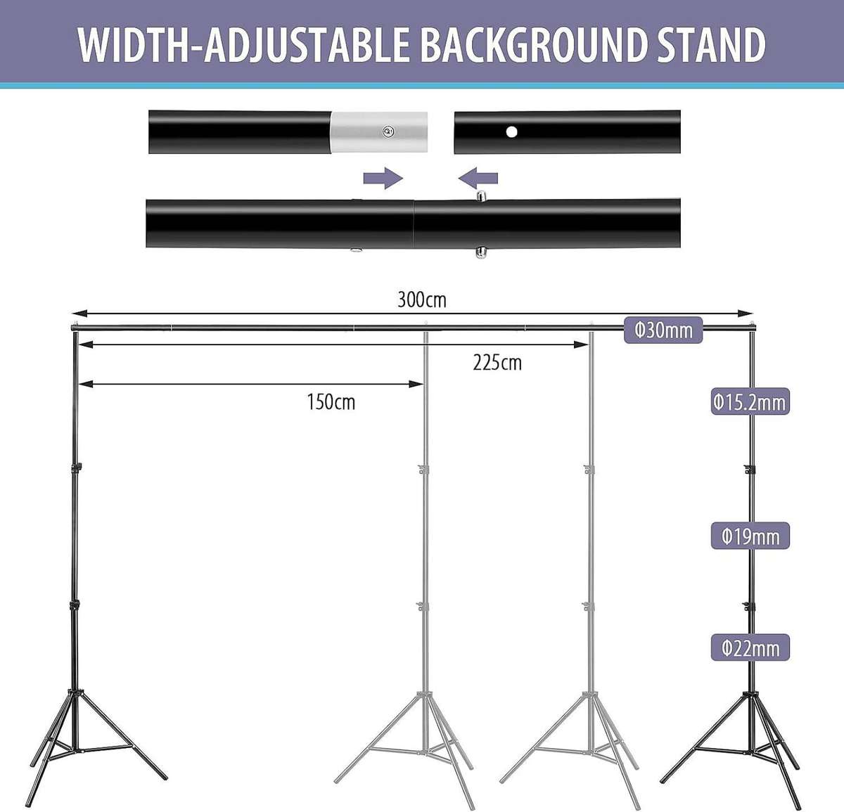 Heavy-duty 2m x 3m professional backdrop stand for photography and studio use