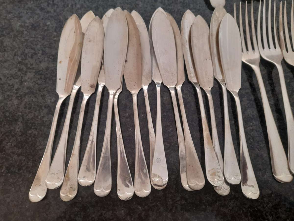 Collection of  Silver-Plated and 22 Nickel Silver Forks 15 Fish knife, 16 Spoons AND 6 TEA SPOONS