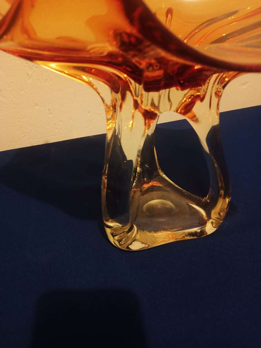 Rare Vintage Large Murano Glass  Bowl Red 30 by 30 cm