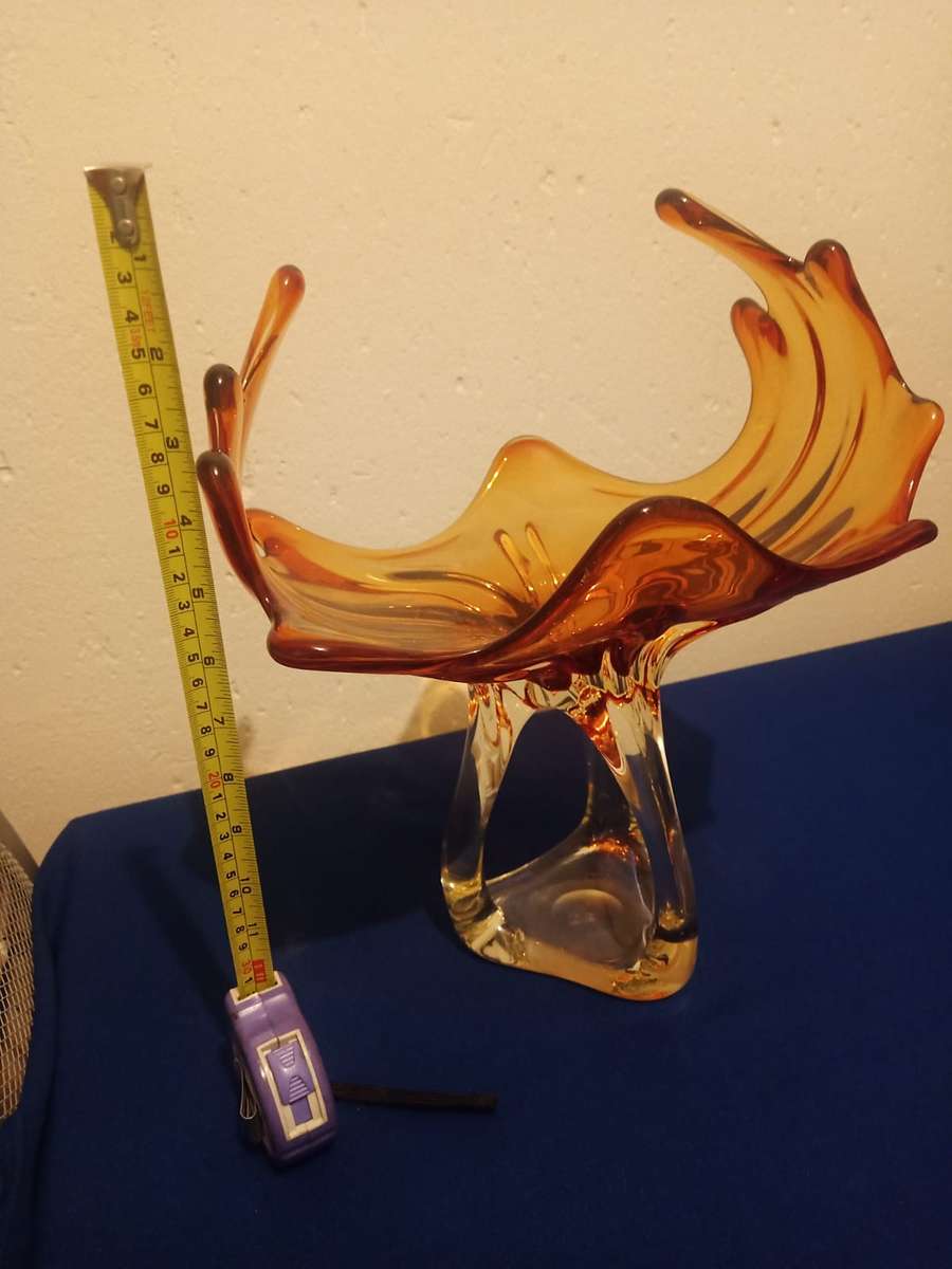 Rare Vintage Large Murano Glass  Bowl Red 30 by 30 cm