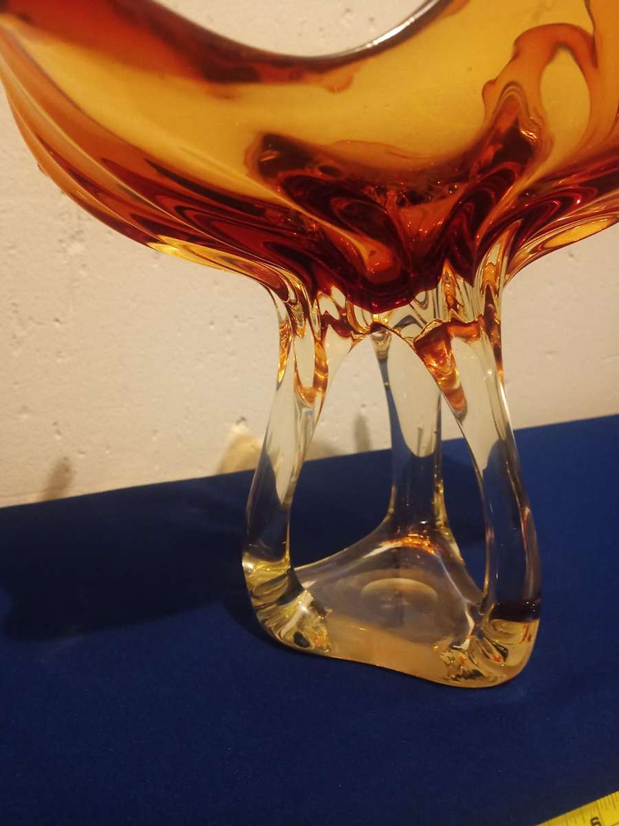 Rare Vintage Large Murano Glass  Bowl Red 30 by 30 cm