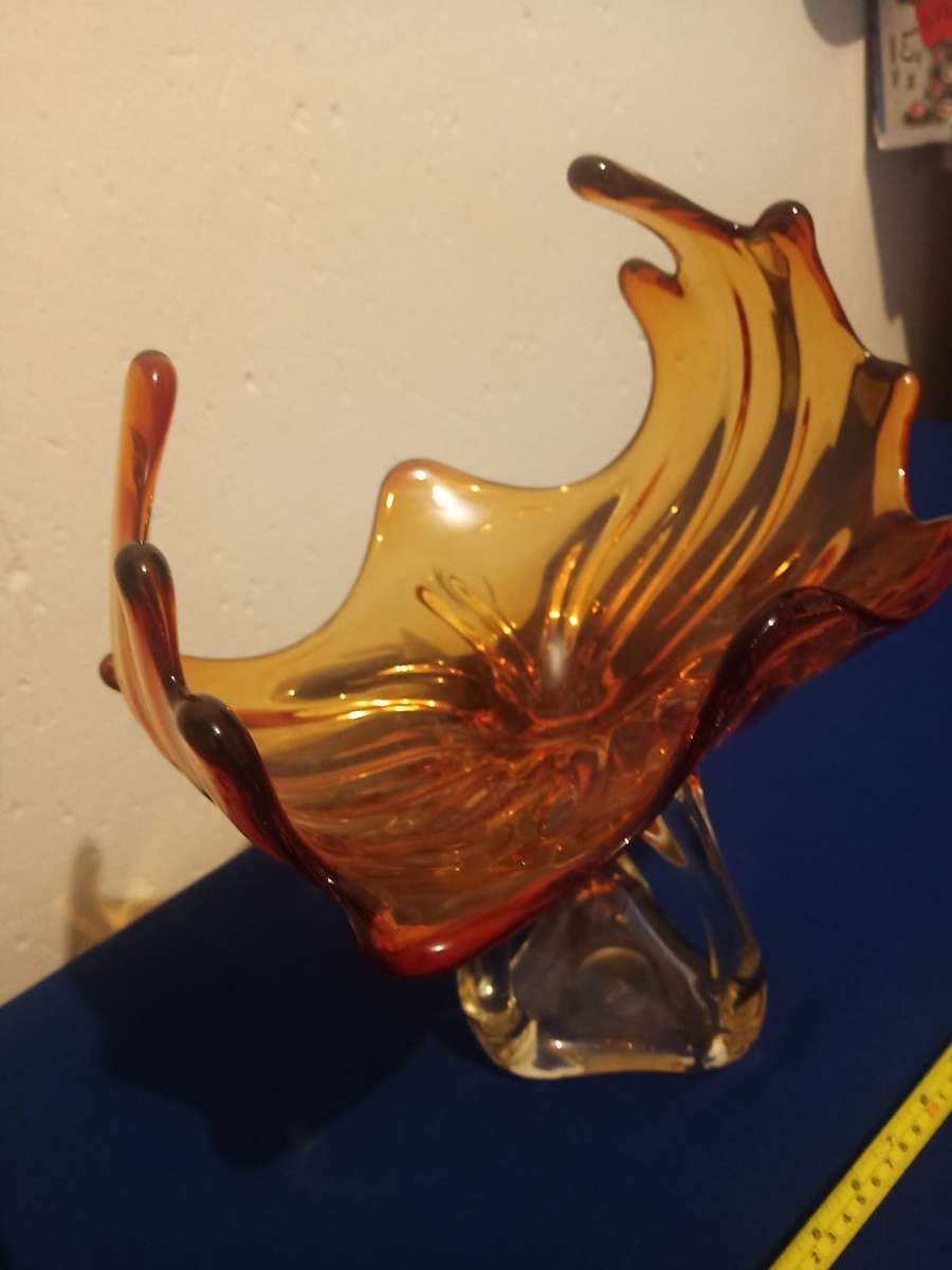 Rare Vintage Large Murano Glass  Bowl Red 30 by 30 cm