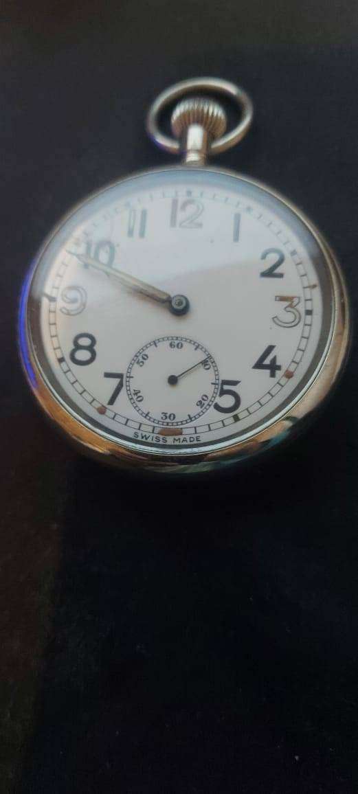 British Military WW2 Buren Grand Prix GSTP Pocket Watch Working Condition swiss