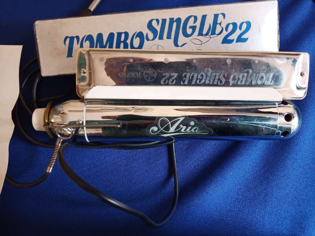 Aria XM-5936 Vintage harmonica pick and a harmonica.