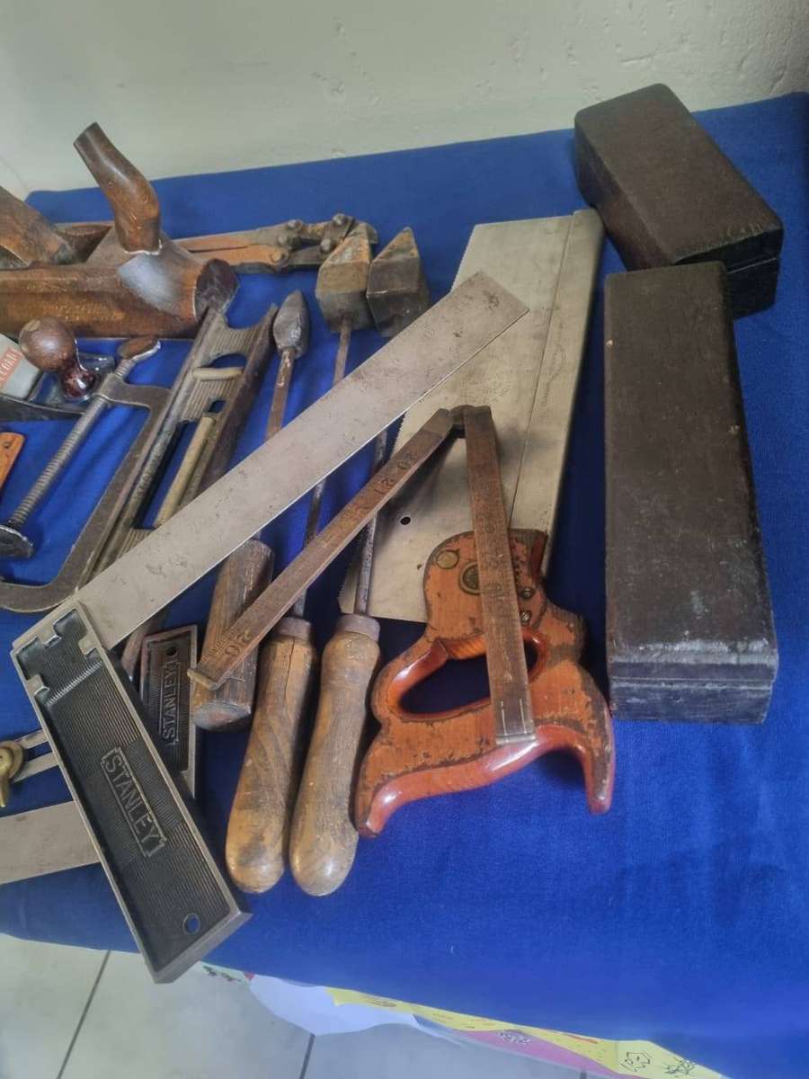 This is a collection of vintage woodworking tools. sold as found