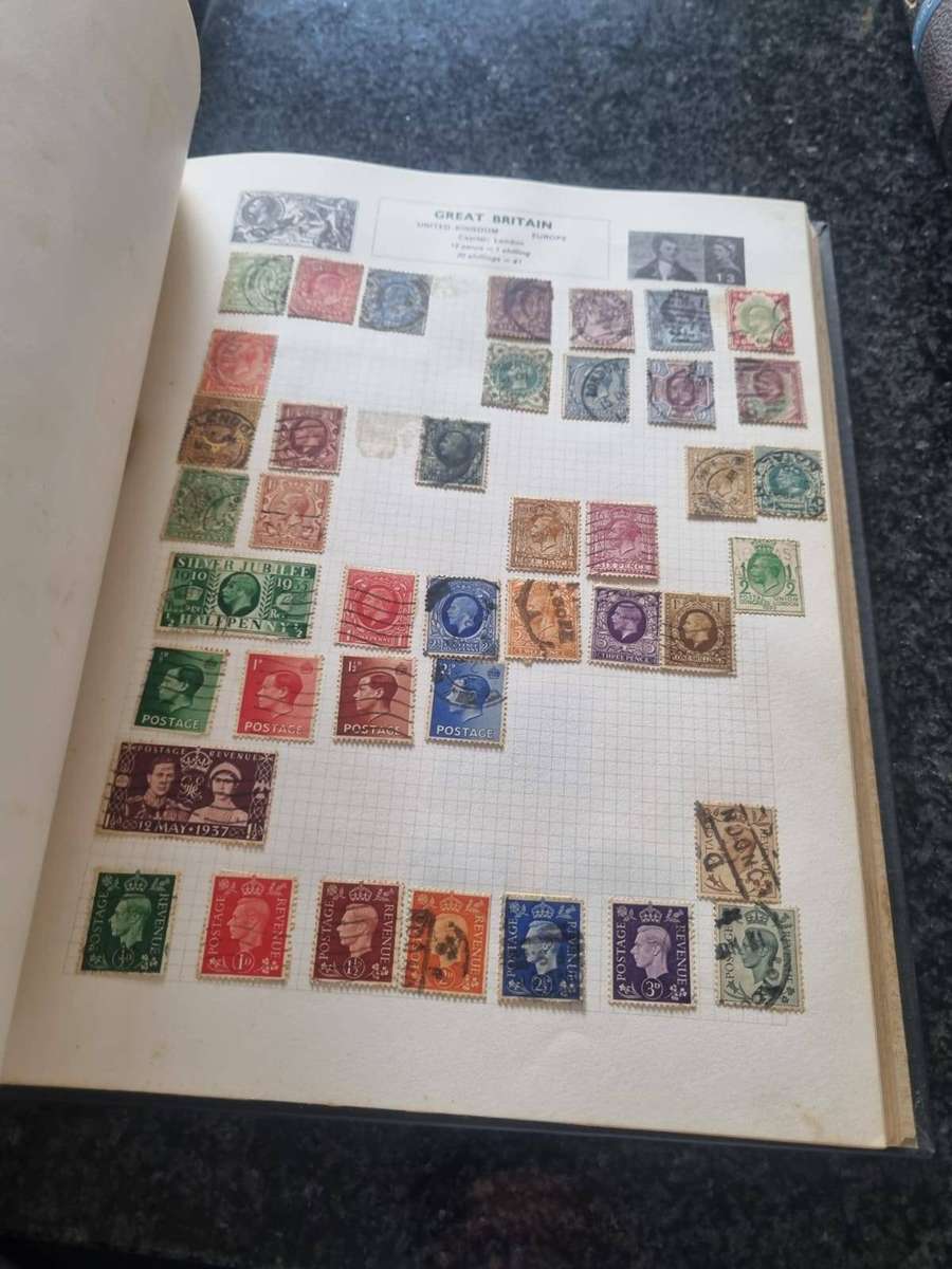 3x Stamp albums one new one empty one with stamps