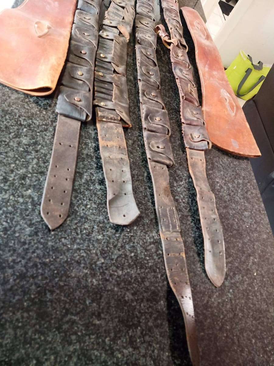 4X Boer War Bandolier Ammunition Belt 2x Scoped rifle saddle scabbard as a lot