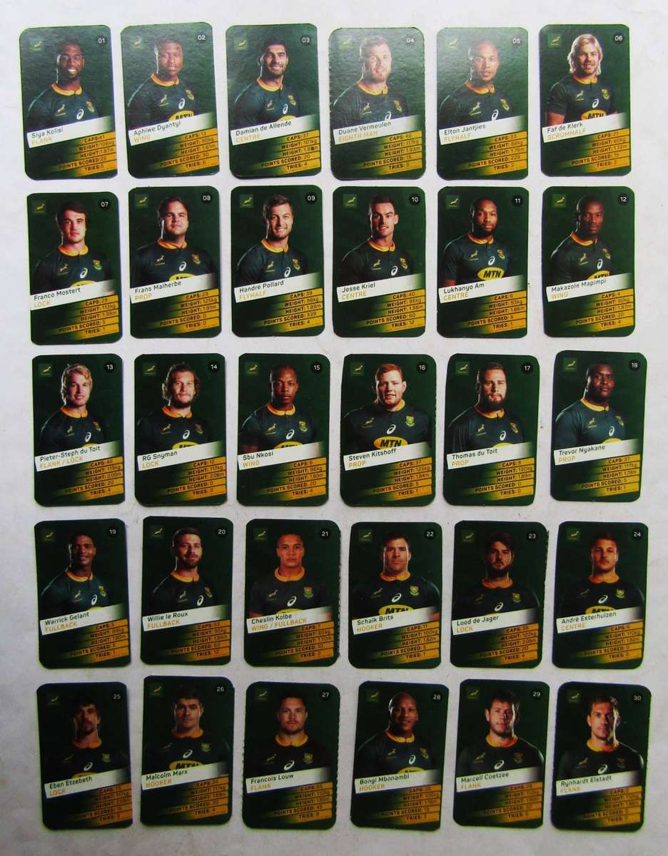 Lot of 30 Springbok Rugby Super Trading Cards