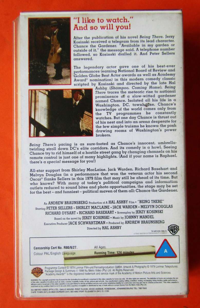 Being There - Peter Sellers - Movie VHS Tape (1998)