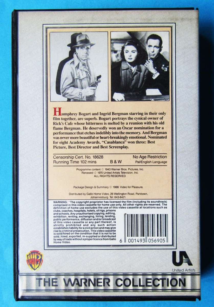 Casablanca - Classic Movie VHS Tape (1988)