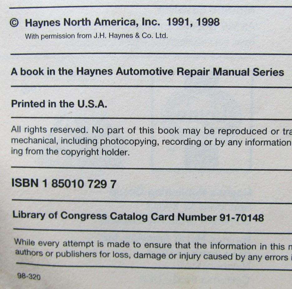 Volkswagen Beetle & Karmann Ghia - Haynes Repair Manual (1998)