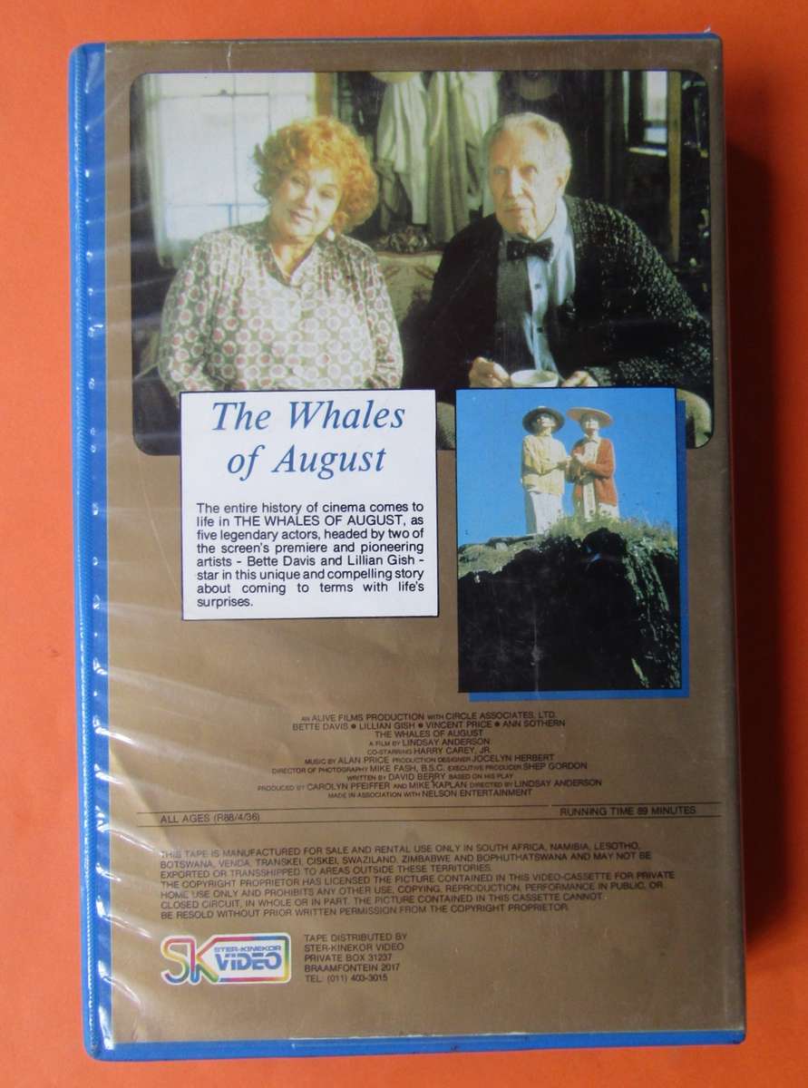 The Whales of August - Bette Davis - Movie VHS Tape (1988)