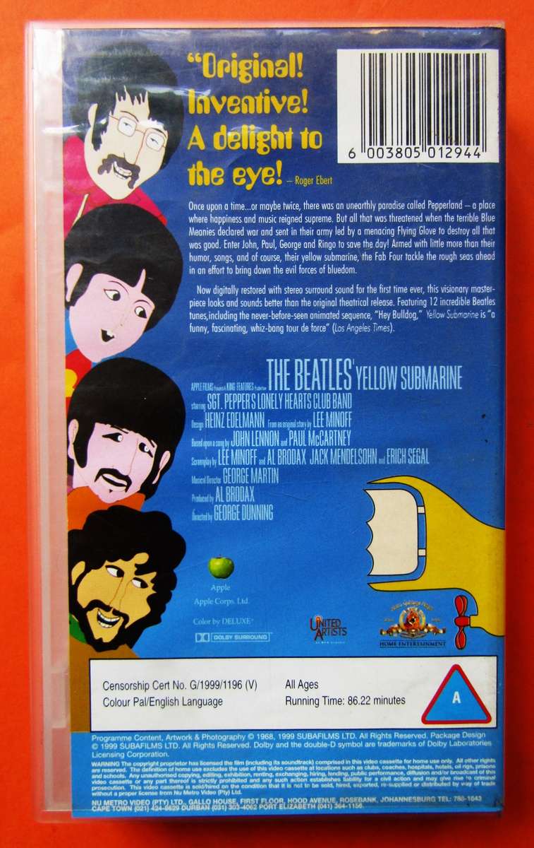 Yellow Submarine - The Beatles - Movie VHS Tape (1999)