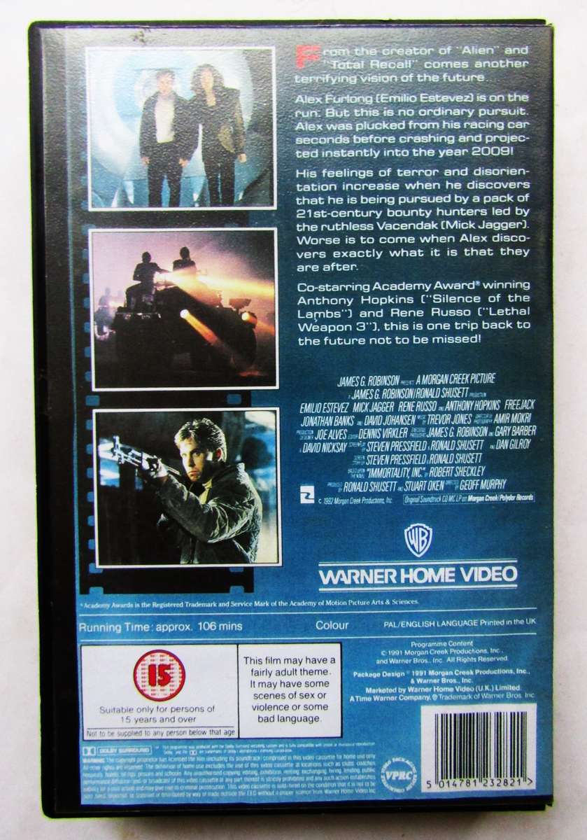 Freejack - Mick Jagger - SciFi Movie VHS Tape (1991)