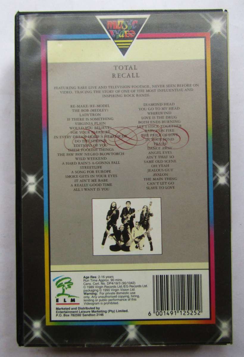 Roxy Music - Total Recall - VHS Video Tape (1990)