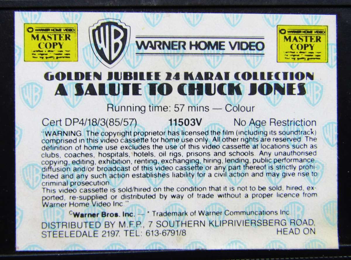 A Salute to Chuck Jones - Warner Bros Golden Jubilee - Cartoon VHS Tape (1985)