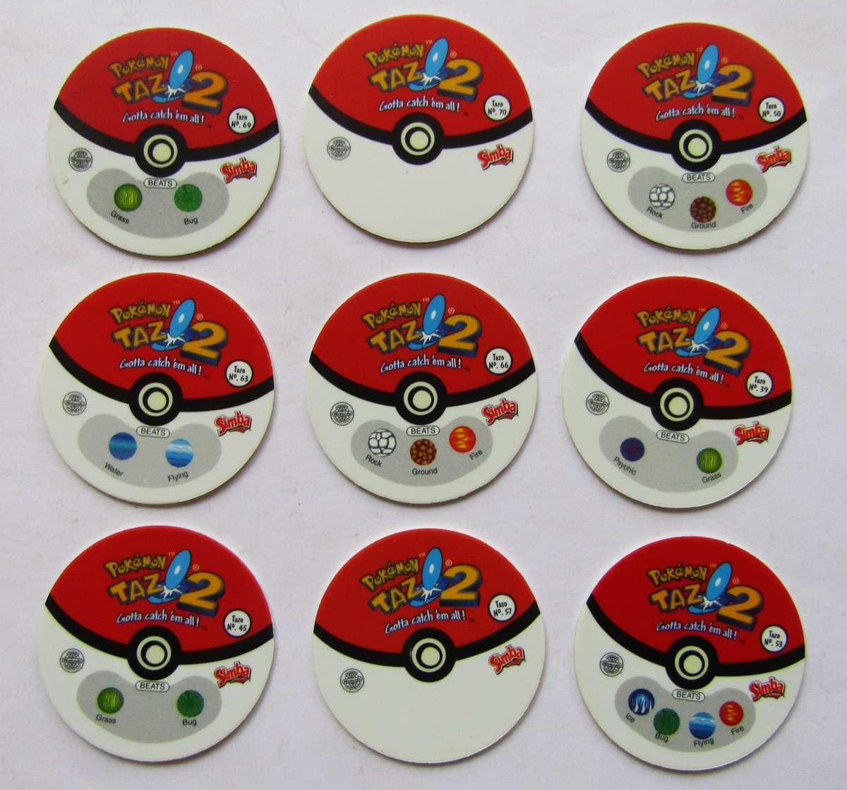 Lot of 9 Pokemon Tazo 2 Slammers by Simba