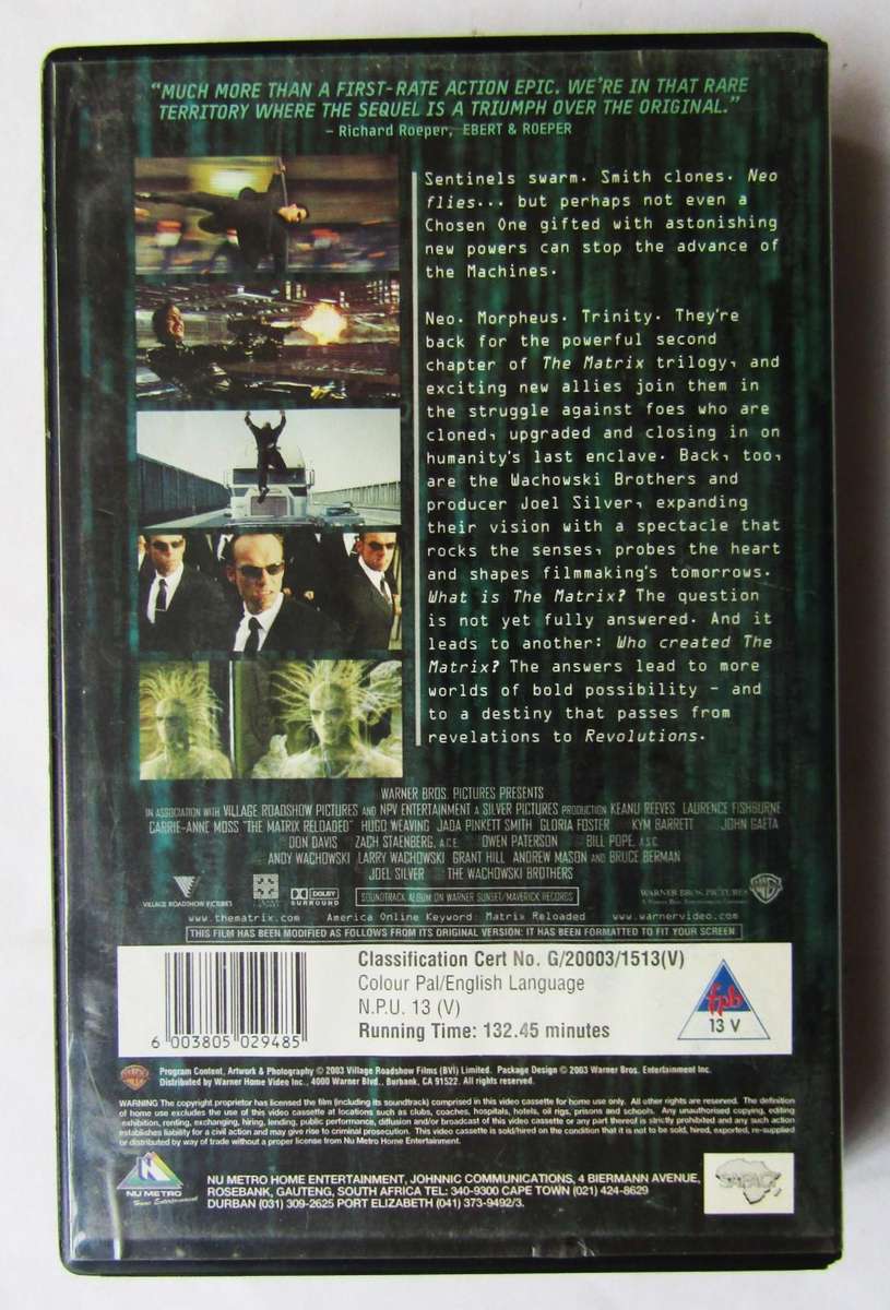 The Matrix Reloaded - Movie VHS Tape (2003)